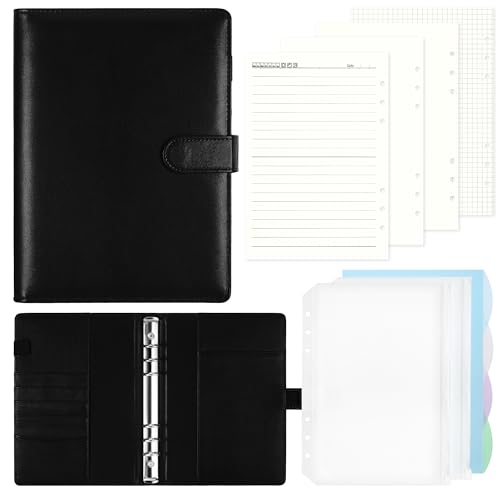 JIANTA Ringbuch A5 Nachfüllbar, Notizenbuch A5 Papier Nachfüllpapier 240 Blätte Lined, Blanko, Dotted, Squared, 2 Stück Binder Tasche 6 Löcher für Schule, Büro, Uni von JIANTA