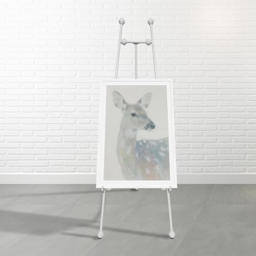Bodenstaffelei für Hochzeitsschilder, Eisen, verstellbare Kunst- und Bastelstaffeleien, Metall-Staffelei mit Kettenstütze für Spiegel, 147 cm, Weiß von JIANZHUO