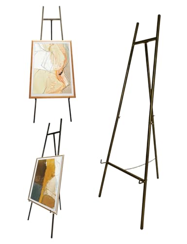 Verstellbare Eisenstaffelei für Kunst und Handwerk, Metall-Staffelei mit Kettenstütze für Spiegel, 147 cm Bodenstaffeleien für Display, Hochzeitsschild (Bronze) von JIANZHUO