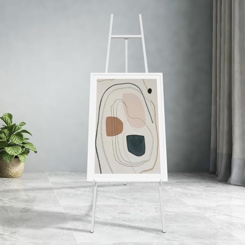 Verstellbare Eisenstaffelei für Kunst und Handwerk, Metall-Staffelei mit Kettenstütze für Spiegel, 147 cm Bodenstaffeleien für Display, Hochzeitsschild (weiß) von JIANZHUO