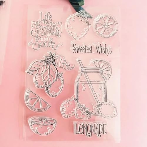 JIAPAILAIYUN Gummistempel zum Basteln, 11 x 16 cm, Sommergetränk, Zitrone, transparenter Silikonstempel, Siegelbogen für Scrapbooking, Fotoalbum, Dekoration JIAPAILAIYUN Gummistempel zum Basteln, 11 x 16 cm, Sommergetränk, Zitrone, transparenter Silikonstempel, Siegelbogen für Scrapbooking, Fotoalbum, Dekoration von JIAPAILAIYUN