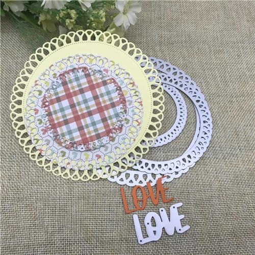 Stanzschablonen-Set für Kartenherstellung, 13 x 13 cm, rund, Spitzenrahmen, Metall-Stanzformen für Scrapbooking, dekorative Prägung, Handarbeitsvorlage von JIAPAILAIYUN