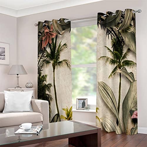Vorhänge mit Ösen 2er Set Blickdichte Vorhänge Bunte Tropische Blumen Gardinen Uv Schutz Vorhänge Grüne Pflanzen Kinderzimmer Mädchen Jungen Vorhänge 140 x 160 cm BxH Vorhänge mit Ösen 2er Set Blickdichte Vorhänge Bunte Tropische Blumen Gardinen Uv Schutz Vorhänge Grüne Pflanzen Kinderzimmer Mädchen Jungen Vorhänge 140 x 160 cm BxH von JIARAO