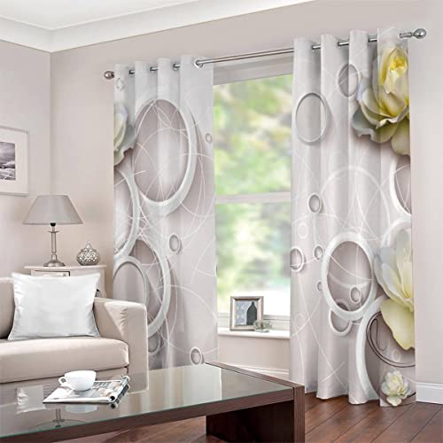 Vorhänge mit Ösen 2er Set Blickdichte Vorhänge Goldene Blumen Gardinen Uv Schutz Vorhänge Weißer Kreis Kinderzimmer Mädchen Jungen Vorhänge 140 x 160 cm BxH Vorhänge mit Ösen 2er Set Blickdichte Vorhänge Goldene Blumen Gardinen Uv Schutz Vorhänge Weißer Kreis Kinderzimmer Mädchen Jungen Vorhänge 140 x 160 cm BxH von JIARAO