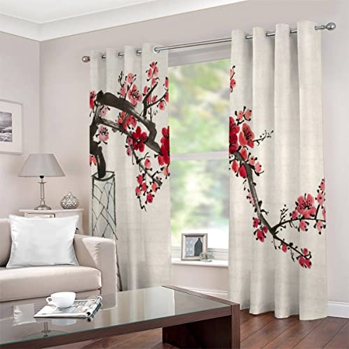 Vorhänge mit Ösen 2er Set Blickdichte Vorhänge Rote Pflaume Gardinen Uv Schutz Vorhänge Blumenzweig Pflanzen Kinderzimmer Mädchen Jungen Vorhänge 140 x 160 cm BxH Vorhänge mit Ösen 2er Set Blickdichte Vorhänge Rote Pflaume Gardinen Uv Schutz Vorhänge Blumenzweig Pflanzen Kinderzimmer Mädchen Jungen Vorhänge 140 x 160 cm BxH von JIARAO