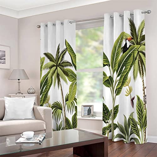 Vorhänge mit Ösen 2er Set Blickdichte Vorhänge Tropische Tiere Gardinen Uv Schutz Vorhänge Grüne Palme Kinderzimmer Mädchen Jungen Vorhänge 140 x 160 cm BxH Vorhänge mit Ösen 2er Set Blickdichte Vorhänge Tropische Tiere Gardinen Uv Schutz Vorhänge Grüne Palme Kinderzimmer Mädchen Jungen Vorhänge 140 x 160 cm BxH von JIARAO
