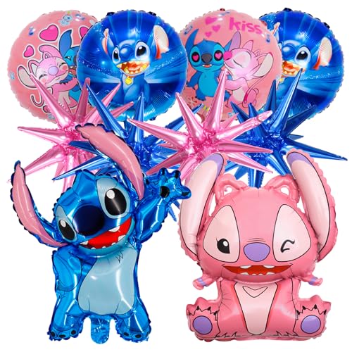 Lilo und Stitch Geburtstagsballons, 10 Stück Folienballons Set für Kinderpartys von JIASHA