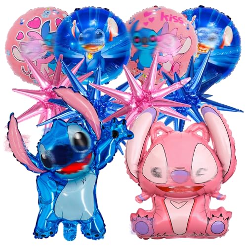 Lilo und Stitch Geburtstagsballons, 10 Stück Folienballons Set für Kinderpartys von JIASHA