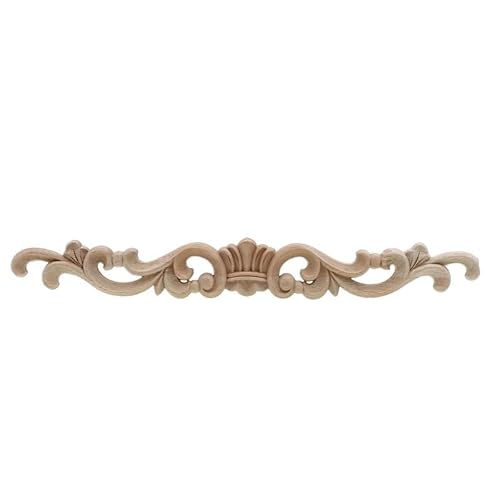 Holzornamente Rechteckige Schnitzerei aus Naturholz, Applikationen for Möbel, Schränke, unbemalte Holzleisten, Aufkleber, Vintage-Dekoration, Zubehör Holzornamente FüR MöBel(30cmX4cm) von JIASHUNHE