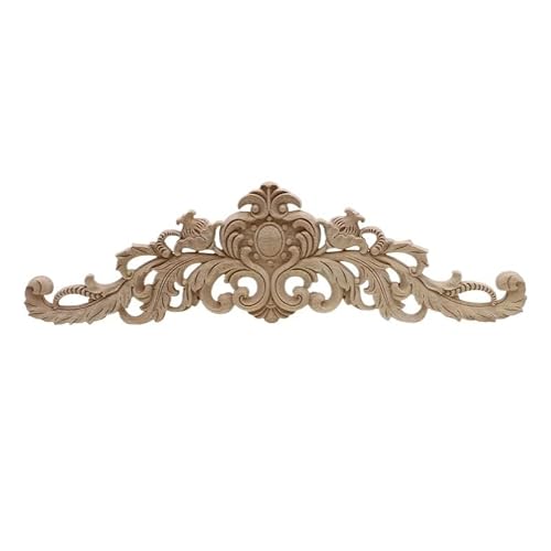 Holzornamente Rechteckige Schnitzerei aus Naturholz, Applikationen for Möbel, Schränke, unbemalte Holzleisten, Aufkleber, Vintage-Dekoration, Zubehör Holzornamente FüR MöBel(35cmX9.5cm) von JIASHUNHE