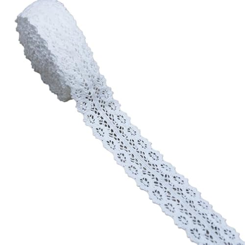 Spitzenband (5 Meter/Rolle) Weiße Baumwolle bestickte Spitzennetzbänder Stoffbesatz Dekorieren Sie DIY Nähen handgefertigte Bastelmaterialien Bänder(17) von JIASHUNHE