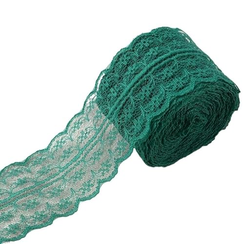 Spitzenband 10 Meter/Rolle, 4,5 cm, wunderschöner Spitzenbesatz, DIY-Bekleidung, Nähen und Stoff, Hochzeit, Weihnachtsdekoration, floral besticktes Spitzenband(Christmas Green) von JIASHUNHE