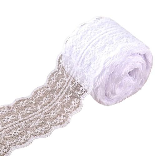 Spitzenband 10 Meter/Rolle, 4,5 cm, wunderschöner Spitzenbesatz, DIY-Bekleidung, Nähen und Stoff, Hochzeit, Weihnachtsdekoration, floral besticktes Spitzenband(WHITE) von JIASHUNHE