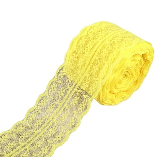 Spitzenband 10 Meter/Rolle, 4,5 cm, wunderschöner Spitzenbesatz, DIY-Bekleidung, Nähen und Stoff, Hochzeit, Weihnachtsdekoration, floral besticktes Spitzenband(Yellow) von JIASHUNHE