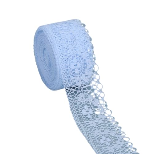 Spitzenband 10 Yard/Rolle Spitzendekoration, DIY-Nähzubehör, Spitzenrock, weißer 3D-Blumen-bestickter Spitzenstoff und Bastel-Spitzenband(Light blue) von JIASHUNHE