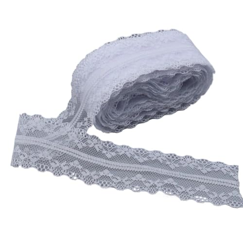Spitzenband 10 Yards Spitzenband, 40 mm breit, Besatz, Stoff, DIY, Kunsthandwerk, bestickte Netzschnur for Nähen, Dekoration, Spitzenstoff(White) von JIASHUNHE