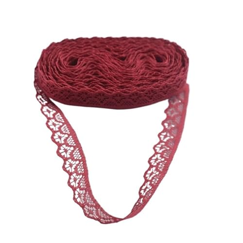 Spitzenband 10 Yards Spitzenband, Breite 14 mm, Spitzenstoff, DIY-Hochzeitsdekoration, Accessoires, Damenbekleidung, Blumenaccessoires usw(Wine Red) von JIASHUNHE