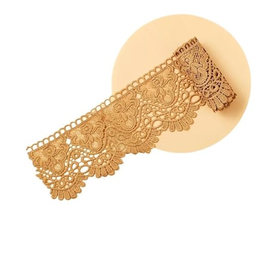 Spitzenband 10 cm breites, ausgehöhltes, mit Blumen besticktes, schwarz-weißes Spitzenband, DIY-Bekleidung, Nähen, Stoff, Milchseide, wasserlösliches(Light Coffee) von JIASHUNHE