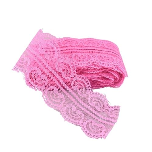 Spitzenband 10yards Doppel herzförmige Spitze Band Handarbeiten 45MM Trim DIY Nähen Stickerei Stoff Handwerk Zubehör(Rose Red) von JIASHUNHE