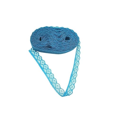 Spitzenband 10yards Spitzenband 14MM Spitzenstoff DIY Französischer Hochzeitsdekoration, Damenbekleidung, Blumenaccessoires usw(Lake Blue) von JIASHUNHE