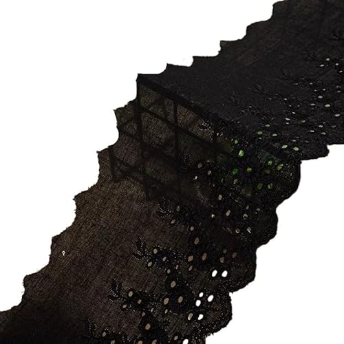 Spitzenband 1Y Blume Hohl 11CM Breite Baumwolle Tuch Spitze Trim Stoff Kleidung Zubehör Manschetten Rock Saum Bekleidung(Noir) von JIASHUNHE