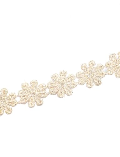 Spitzenband 2 Yards Goldbesatz Spitzenband Blütenblätter Gänseblümchen Stickerei Goldene Bänder Kleider Dekorative DIY Stricken Handgemachte Spitze for Nähen(4) von JIASHUNHE