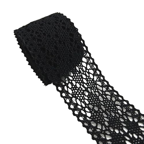 Spitzenband 2 Yards schwarzes Spitzen-Baumwoll-Spitzenband for Bekleidung, Nähen, Stoffbesatz, gehäkeltes Baumwoll-Spitzenband, handgefertigte Accessoires(12) von JIASHUNHE