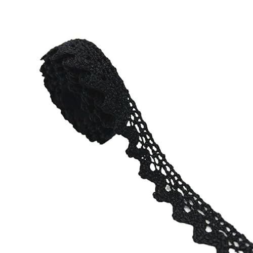 Spitzenband 2 Yards schwarzes Spitzen-Baumwoll-Spitzenband for Bekleidung, Nähen, Stoffbesatz, gehäkeltes Baumwoll-Spitzenband, handgefertigte Accessoires(19) von JIASHUNHE