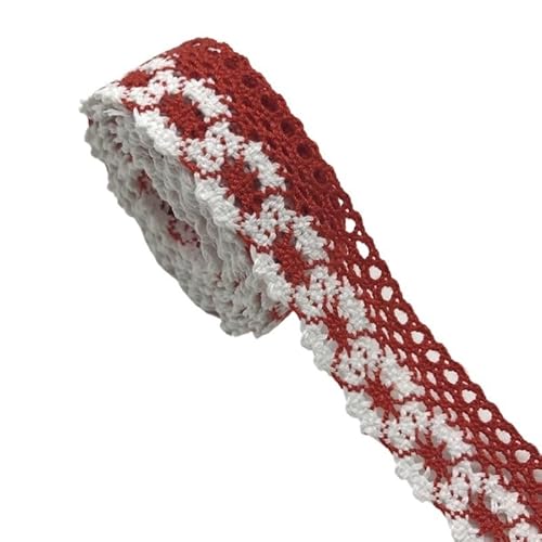 Spitzenband 2yards 1" 25mm Baumwoll-Spitzenbesatz for handgefertigte Patchwork-Baumwoll-Spitzenbänder for Nähen von Stoff DIY-Handwerk Bekleidungsmaterial(Red) von JIASHUNHE