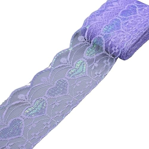 Spitzenband 5 10 Yards 75 mm dünne, glänzende Bandborte, Stickerei, Spitze, Stoff, Nähen, Kleid, Vorhang, Heimtextilien, Klebeband, DIY, Hochzeit, Basteln, Dekoration(Purple,10码_75MM WIDE) von JIASHUNHE