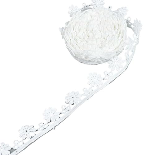 Spitzenband 5 Yard weißes Spitzenbesatzband aus Baumwolle, bestickter Spitzenstoff for handgemachte Nähen, Kleidung, Accessoires, Basteln, Hochzeit, Geschenkverpackung(C01) von JIASHUNHE