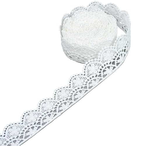 Spitzenband 5 Yard weißes Spitzenbesatzband aus Baumwolle, bestickter Spitzenstoff for handgemachte Nähen, Kleidung, Accessoires, Basteln, Hochzeit, Geschenkverpackung(C03) von JIASHUNHE