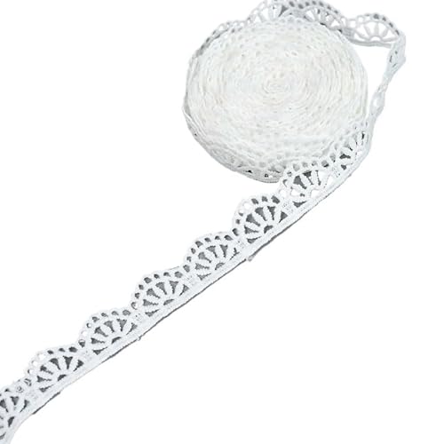 Spitzenband 5 Yard weißes Spitzenbesatzband aus Baumwolle, bestickter Spitzenstoff for handgemachte Nähen, Kleidung, Accessoires, Basteln, Hochzeit, Geschenkverpackung(C04) von JIASHUNHE