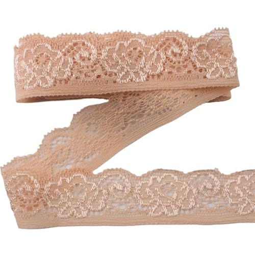 Spitzenband 5 Yards Elastizität Spitzenband Band 22mm Spitzenbesatz Unterwäsche Nähen DIY Stickerei Zubehör(Champagne) von JIASHUNHE