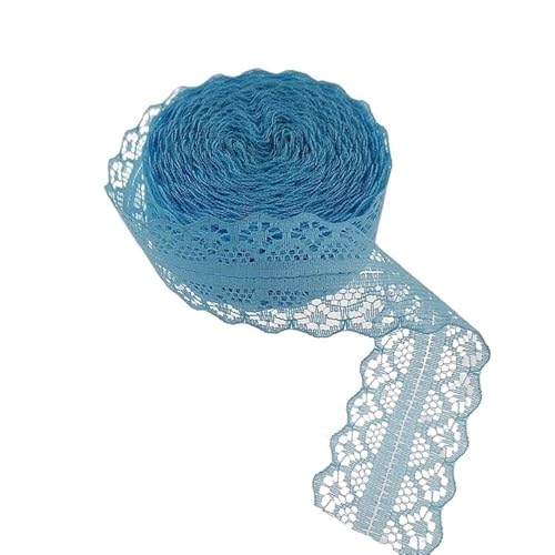 Spitzenband 5 x 10 Yards/Rolle, 27 mm, gestrickter Spitzenstoff, kein elastisches Polyester-Spitzenband, handgefertigtes Patchwork-DIY-Nähzubehör for das Handwerk(Blue,5 YARDS_WIDE 27MM) von JIASHUNHE