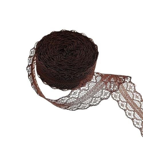 Spitzenband 5 x 10 Yards/Rolle, 27 mm, gestrickter Spitzenstoff, kein elastisches Polyester-Spitzenband, handgefertigtes Patchwork-DIY-Nähzubehör for das Handwerk(Brown,10码_WIDE 27MM) von JIASHUNHE