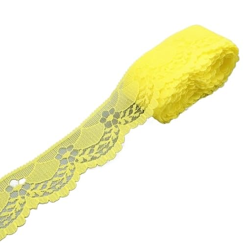 Spitzenband Spitzenstickerei / 5–10 Yards lang, 40 mm breit, DIY Nähen, Kleidung, Spitzenband, Schmuckzubehör(Yellow,5 yards) von JIASHUNHE