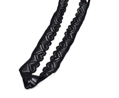 Spitzenband Stretch-elastisches Spitzenband, elastischer Spitzenbesatz, DIY-Handwerk, Spitzenstoff for Nähen von Kleidung, Unterwäsche, Bastelzubehör(Noir,5 Yards) von JIASHUNHE