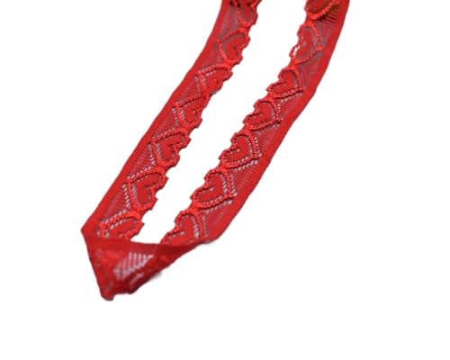 Spitzenband Stretch-elastisches Spitzenband, elastischer Spitzenbesatz, DIY-Handwerk, Spitzenstoff for Nähen von Kleidung, Unterwäsche, Bastelzubehör(Red,5 Yards) von JIASHUNHE