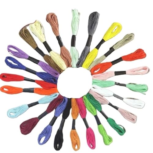 Stickgarn 12/24/36/50 Stücke DIY Nähgarn Kit Handwerk Kunst Nähen Mehrfarbige Ökologische Baumwolle Stickgarn Kreuzstich(24PCS) von JIASHUNHE
