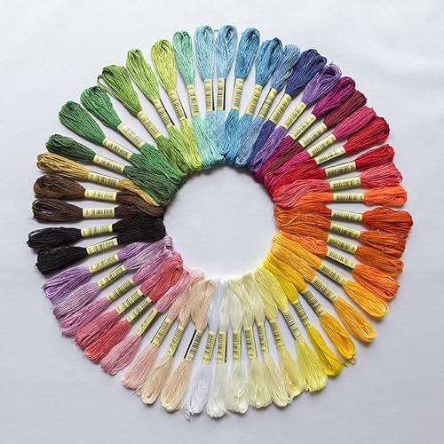 Stickgarn 12/24/36/50 Stücke DIY Nähgarn Kit Handwerk Kunst Nähen Mehrfarbige Ökologische Baumwolle Stickgarn Kreuzstich(50PCS) von JIASHUNHE