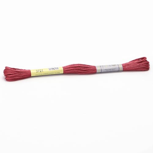 Stickgarn 12 Stränge, 8 Meter, Sticktwist aus merzerisierter Baumwolle, Kreuzstichgarn, 22 Farben erhältlich(3721) von JIASHUNHE