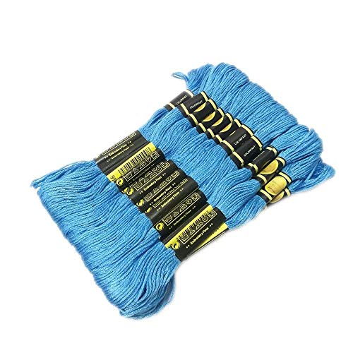 Stickgarn 24 Stränge, mehrfarbig, Stickgarn, Zahnseide, lange Fasern, Kreuzstich, DIY, Nähen, Basteln(Light blue) von JIASHUNHE