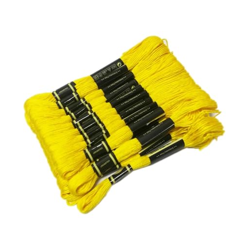 Stickgarn 24 Stränge, mehrfarbig, Stickgarn, Zahnseide, lange Fasern, Kreuzstich, DIY, Nähen, Basteln(Yellow) von JIASHUNHE