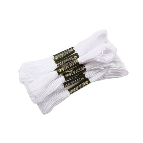 Stickgarn 5 Teile/los Ähnliche Kreuzstich Baumwolle Stickgarn Floss Nähen Stränge Handwerk(White) von JIASHUNHE