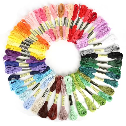 Stickgarn 50/100 stücke Mix Farbe Kreuz Stich Baumwolle Stickgarn 7,5 Meter pro for Kits stich Nähen Zubehör(Style 1 50pcs) von JIASHUNHE