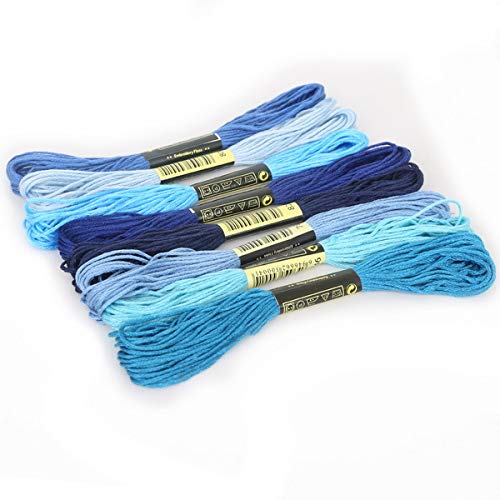 Stickgarn 8 teile/satz Ähnliche Fäden Kreuzstich Floss Baumwolle Meter Stickgarn Nähen Stränge Handwerk Stricken(Blue series) von JIASHUNHE