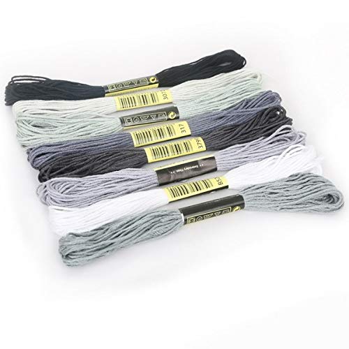 Stickgarn 8 teile/satz Ähnliche Fäden Kreuzstich Floss Baumwolle Meter Stickgarn Nähen Stränge Handwerk Stricken(Gray series) von JIASHUNHE