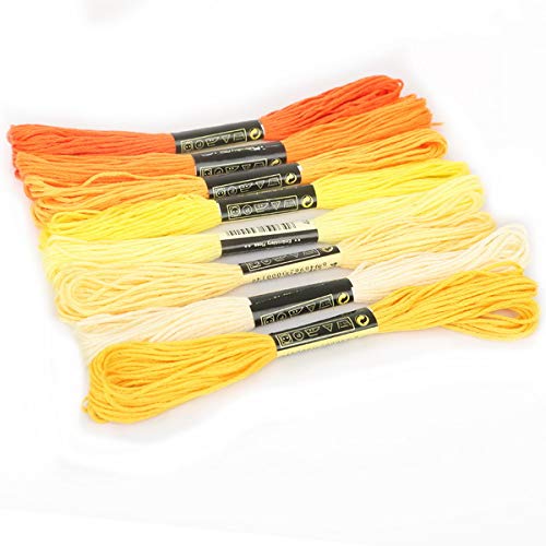 Stickgarn 8 teile/satz Ähnliche Fäden Kreuzstich Floss Baumwolle Meter Stickgarn Nähen Stränge Handwerk Stricken(Yellow series) von JIASHUNHE