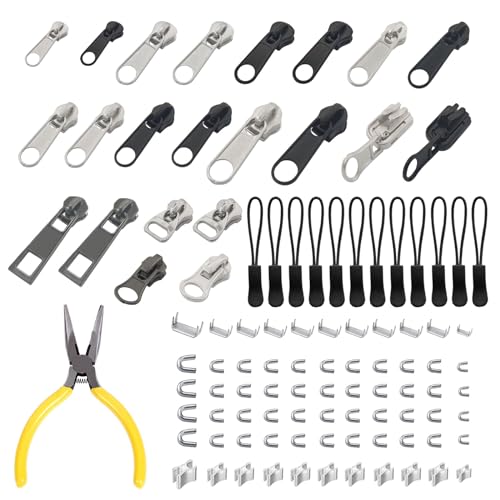 101 Stück Reißverschluss Reparatur Set, Reißverschluss Zipper Ersatz #3#5#8, Reissverschluss Schieber, Fix Reißverschluss Zipper, Fix Zip Puller, für die Reparatur von Reißverschlüssen von JIASI&JIESY